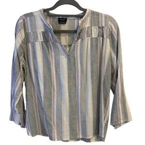Splendid Small Gray Purple White Striped Peasant Top Relaxed Fit Lightweight